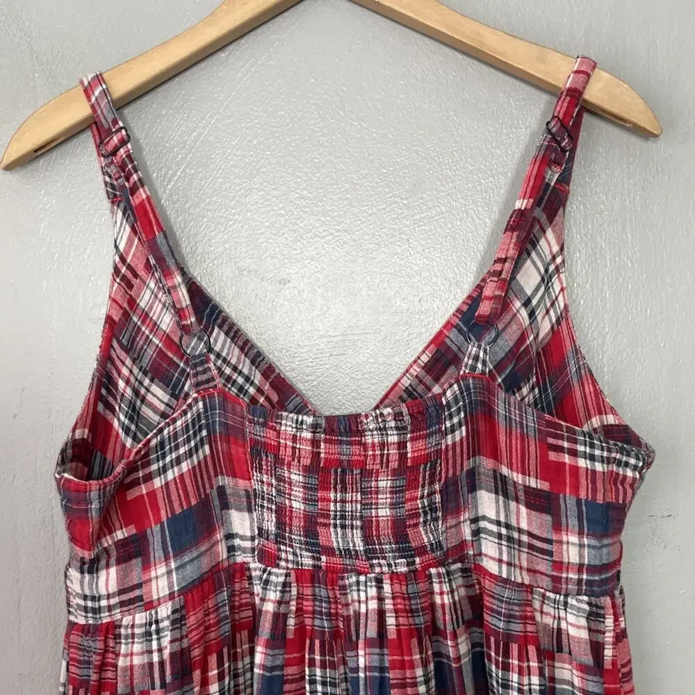 Madres Plaid SunDress Size 14 Babydoll Country Cotton Patchwork Boho Summer Y2K - Picture 6 of 10